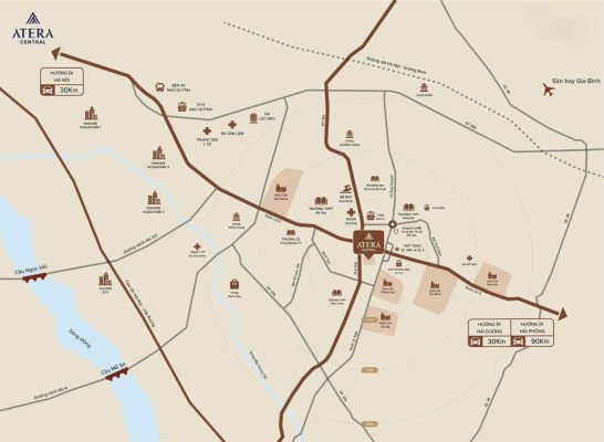 Bản đồ kết nối giao thông vành đai 4 và Quốc lộ 39A đi qua dự án Atera Central, thúc đẩy tiềm năng tăng giá Atera Hưng Yên.